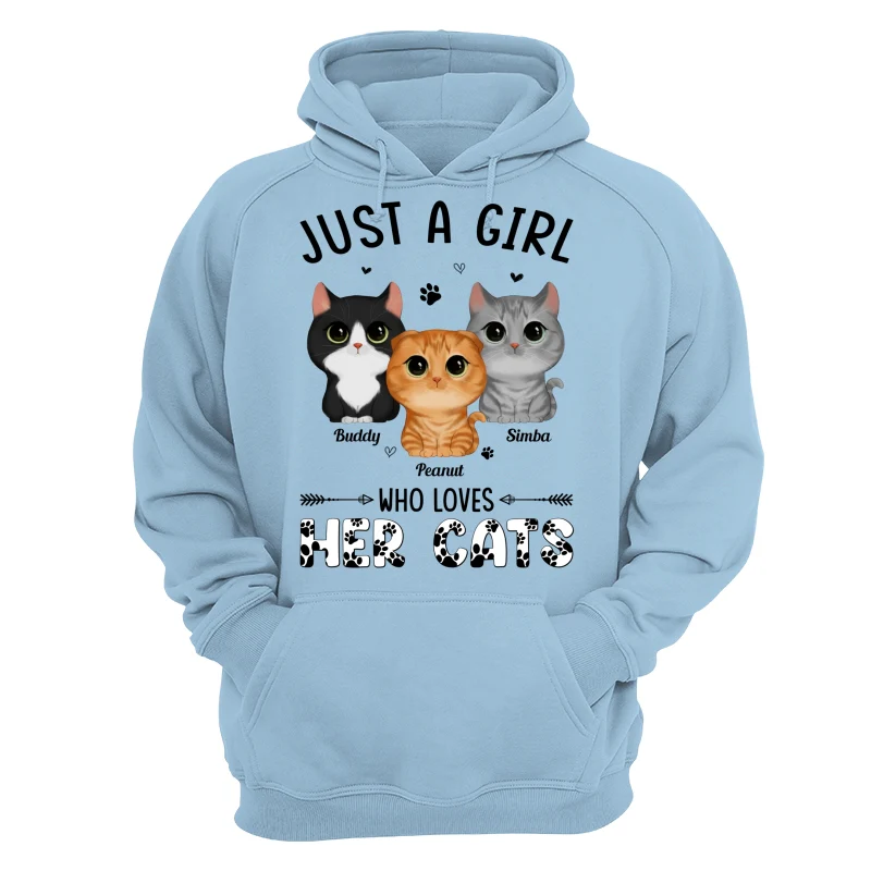 Just A Girl Who Loves Watercolor Cute Cats Paws Pattern Personalized Shirt - Image 16