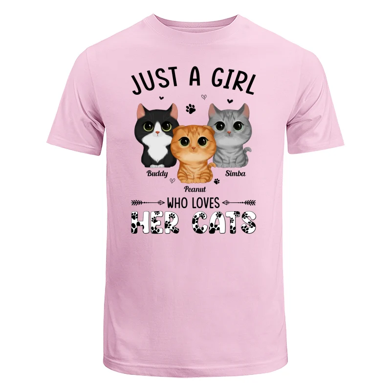 Just A Girl Who Loves Watercolor Cute Cats Paws Pattern Personalized Shirt - Image 7
