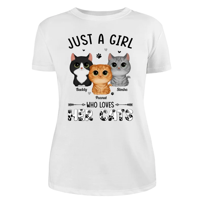 Just A Girl Who Loves Watercolor Cute Cats Paws Pattern Personalized Shirt - Image 9