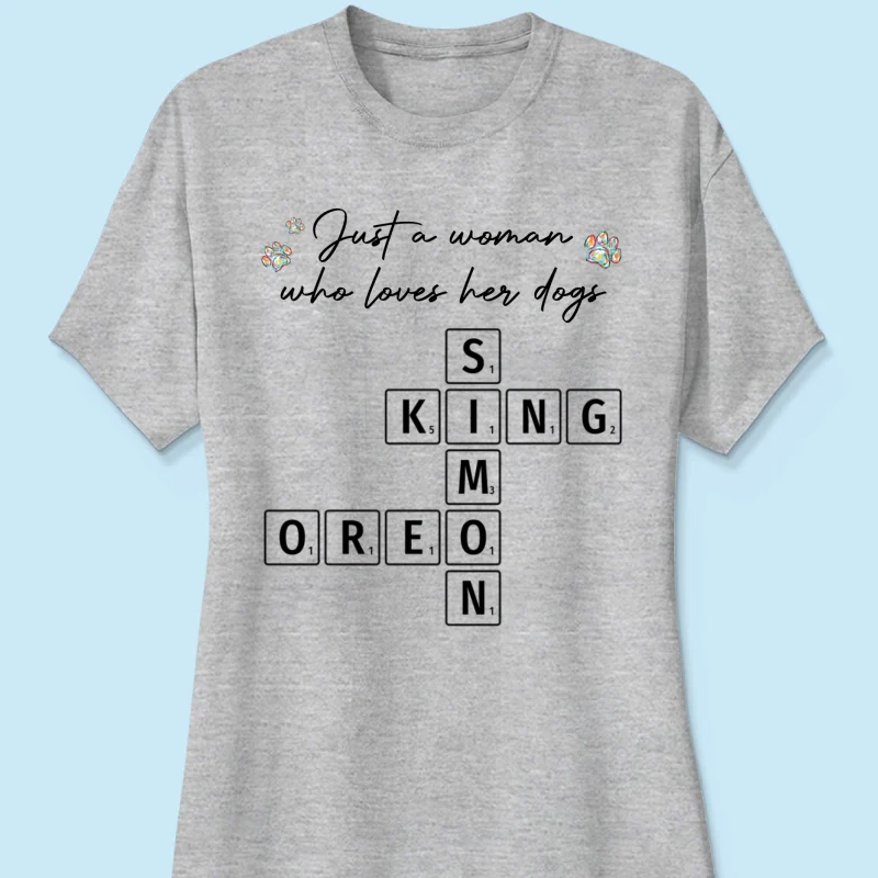 Just A Woman Who Loves Dogs Cats Crossword Puzzle Art Personalized Shirt - Image 12