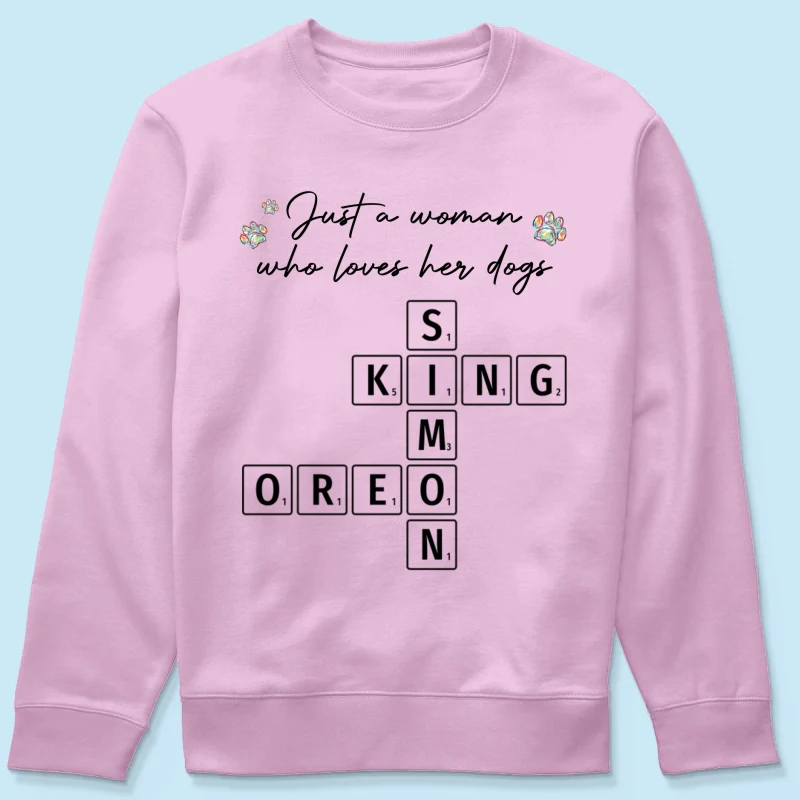 Just A Woman Who Loves Dogs Cats Crossword Puzzle Art Personalized Shirt - Image 21