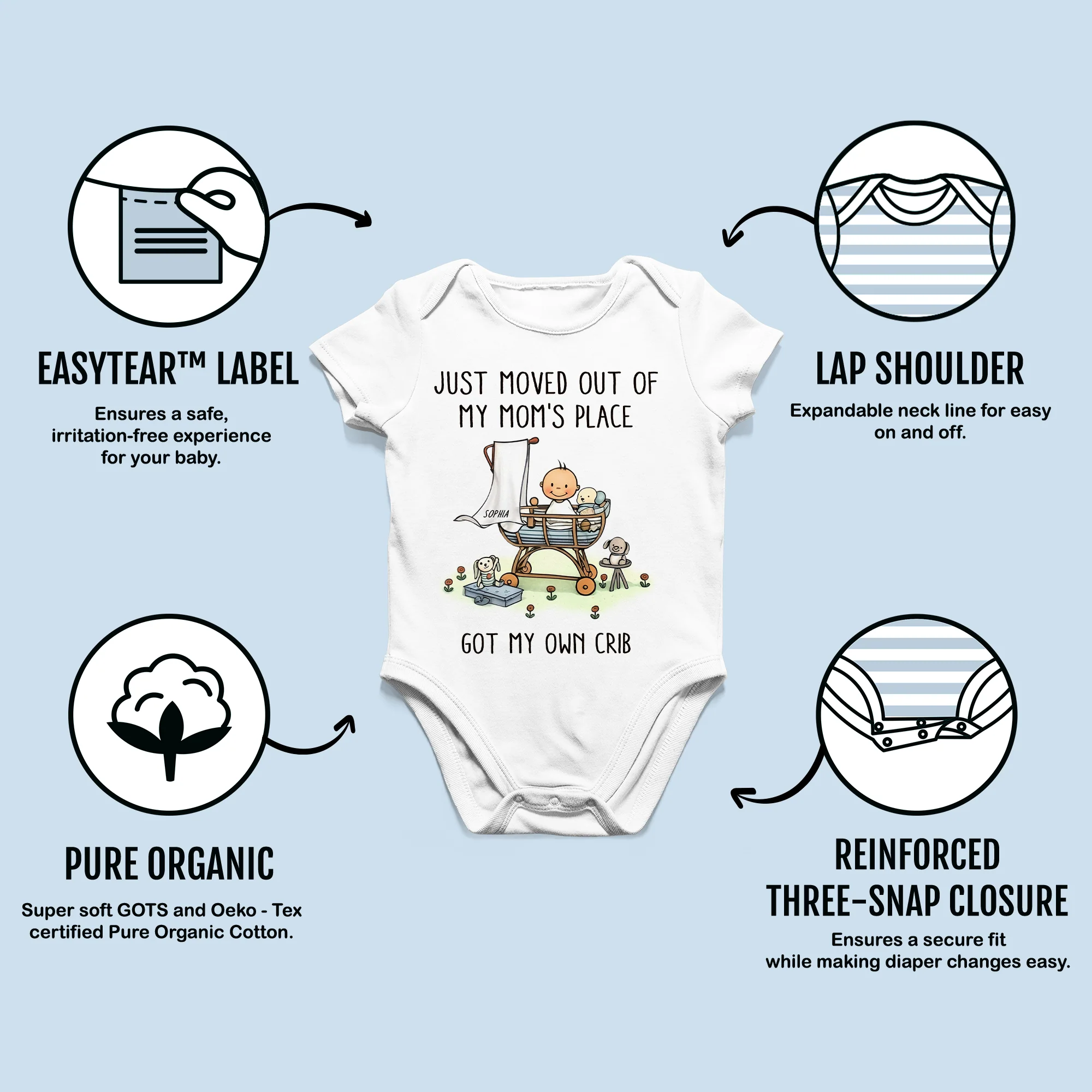 Just Moved Out Of My Mom's Place Got My Own Crib Personalized Baby Onesie Baby Shirt - Image 3