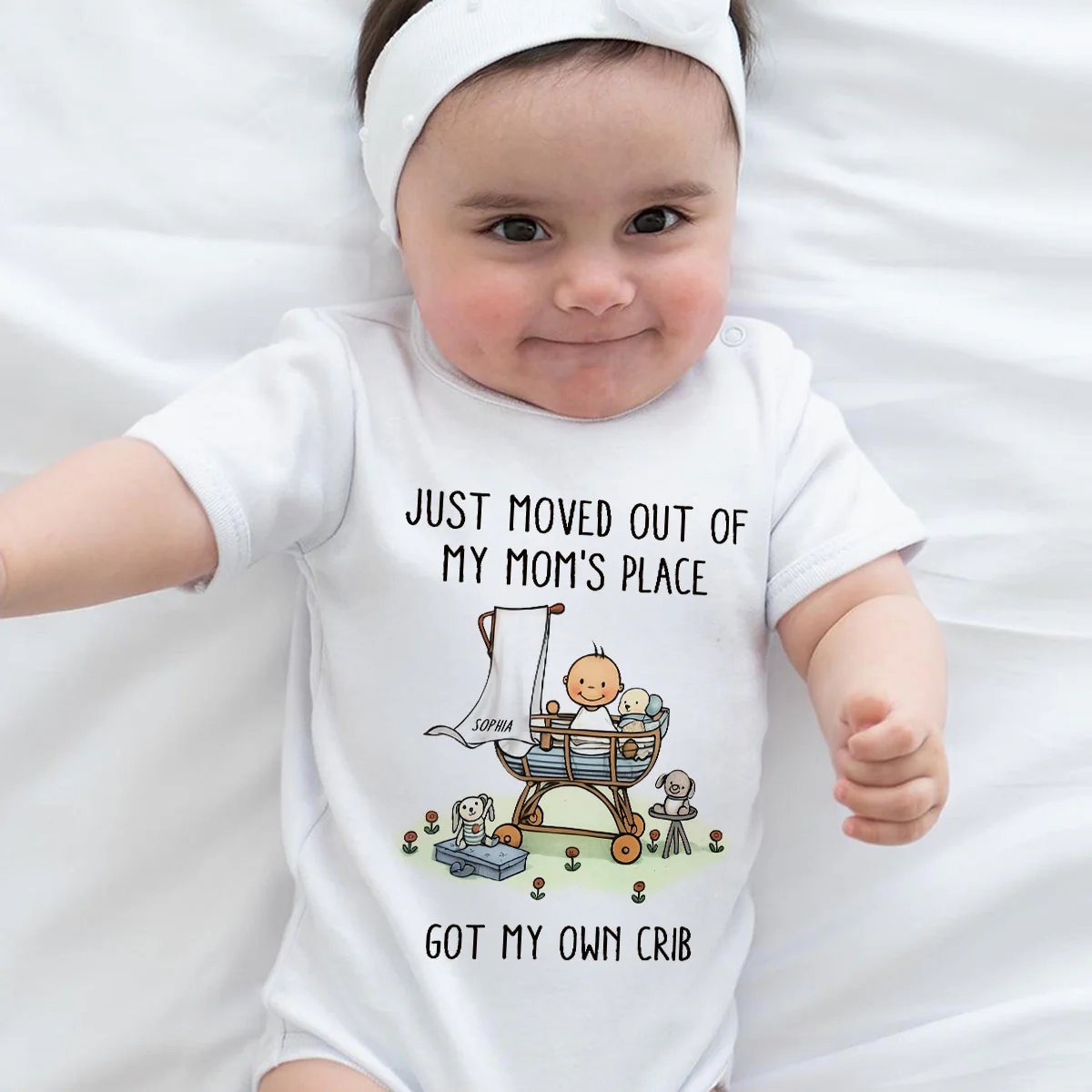 Just Moved Out Of My Mom's Place Got My Own Crib Personalized Baby Onesie Baby Shirt - Image 4