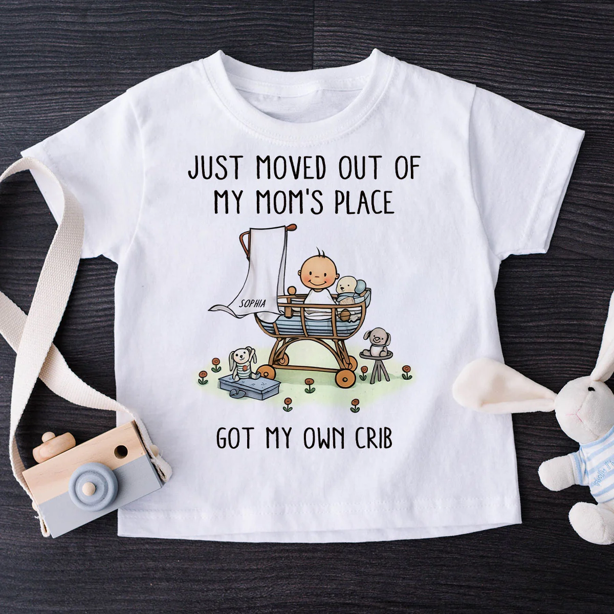 Just Moved Out Of My Mom's Place Got My Own Crib Personalized Baby Onesie Baby Shirt - Image 5
