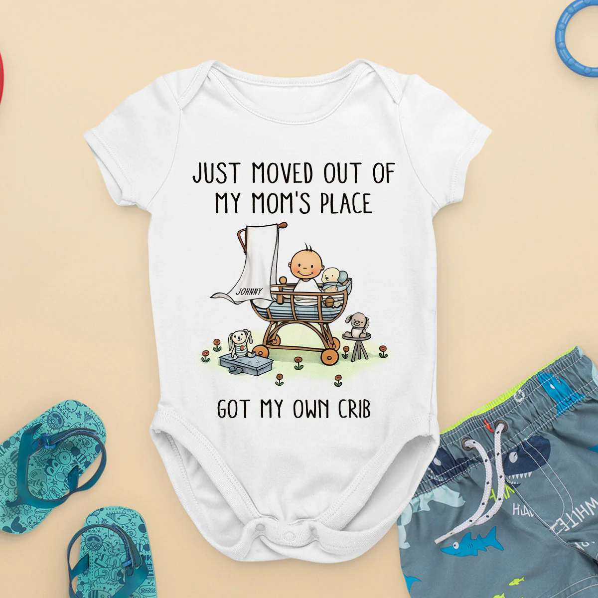 Just Moved Out Of My Mom's Place Got My Own Crib Personalized Baby Onesie Baby Shirt - Image 8