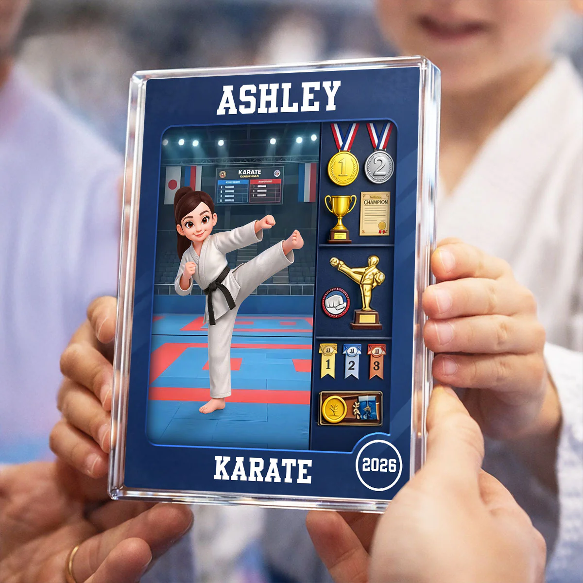 Karate Woman Action Figure - Personalized Acrylic Block Plaque - Gift For Karateka - Image 3