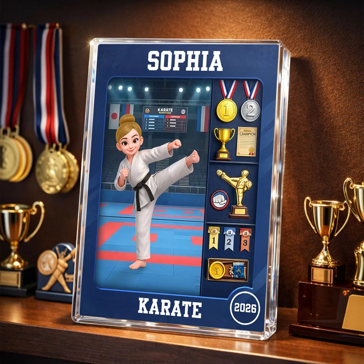 Karate Woman Action Figure - Personalized Acrylic Block Plaque - Gift For Karateka - Image 4