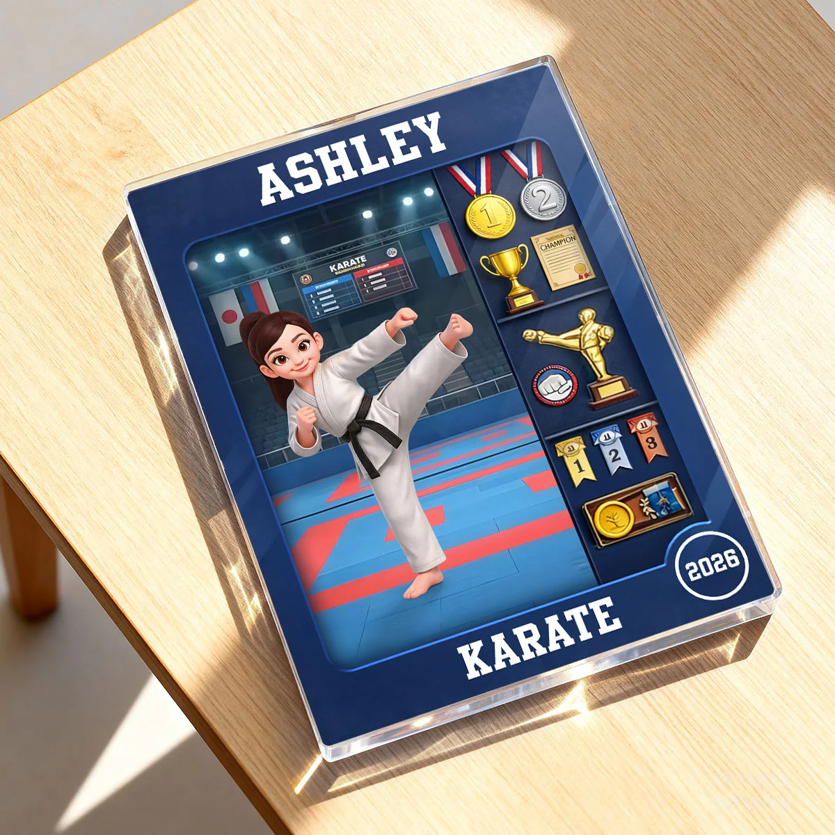 Karate Woman Action Figure - Personalized Acrylic Block Plaque - Gift For Karateka - Image 5