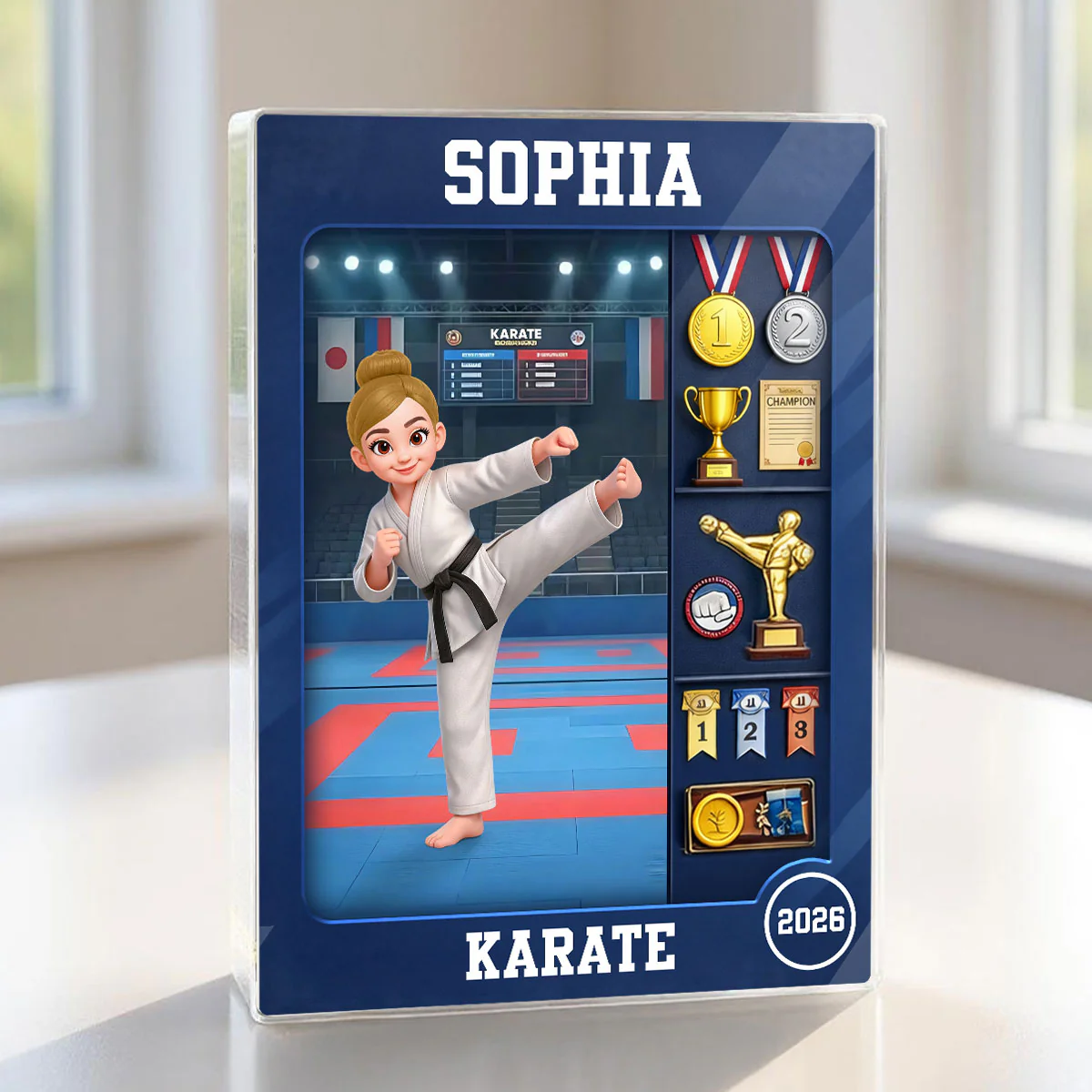 Karate Woman Action Figure - Personalized Acrylic Block Plaque - Gift For Karateka - Image 6