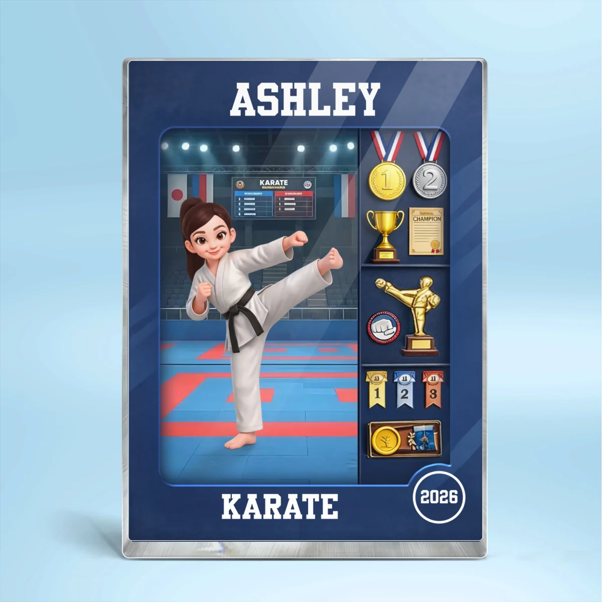 Karate Woman Action Figure - Personalized Acrylic Block Plaque - Gift For Karateka - Image 9
