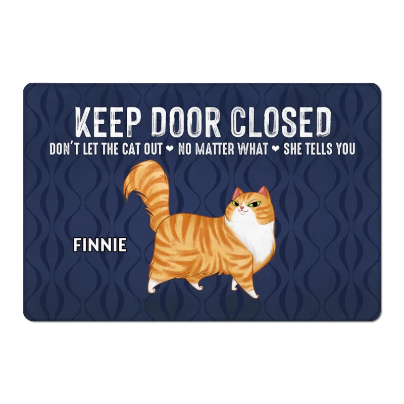 Keep Door Closed Cartoon Walking Cat Personalized Doormat - Gift For Cat Lovers - Image 4
