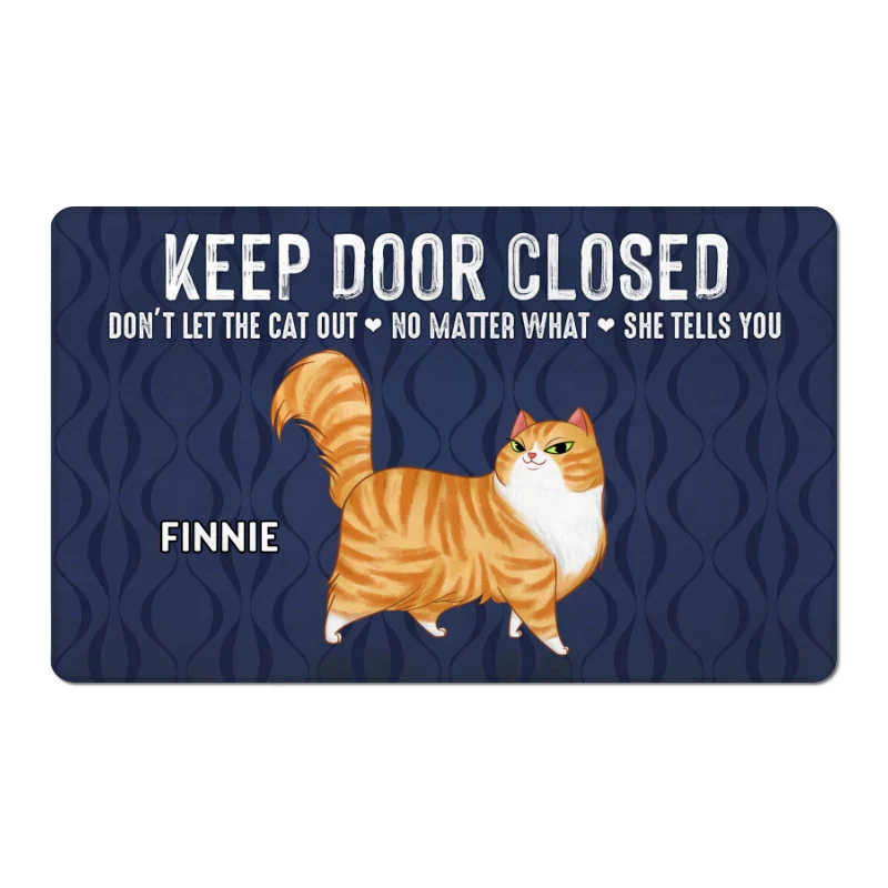 Keep Door Closed Cartoon Walking Cat Personalized Doormat - Gift For Cat Lovers - Image 5