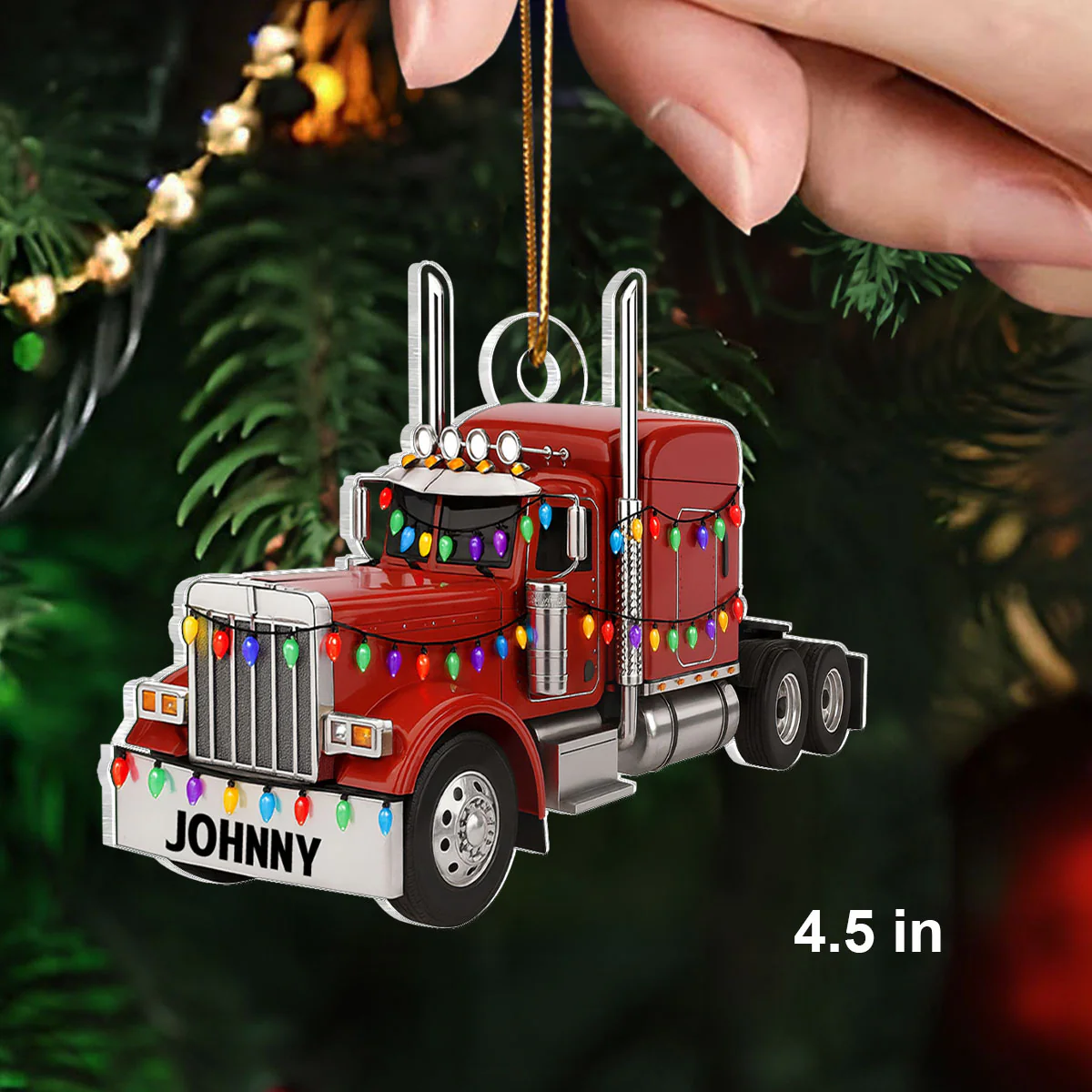 Keep On Rolling Proud Trucker – Personalized Acrylic Ornament – Appreciation Christmas Gift for Truck Drivers - Image 2