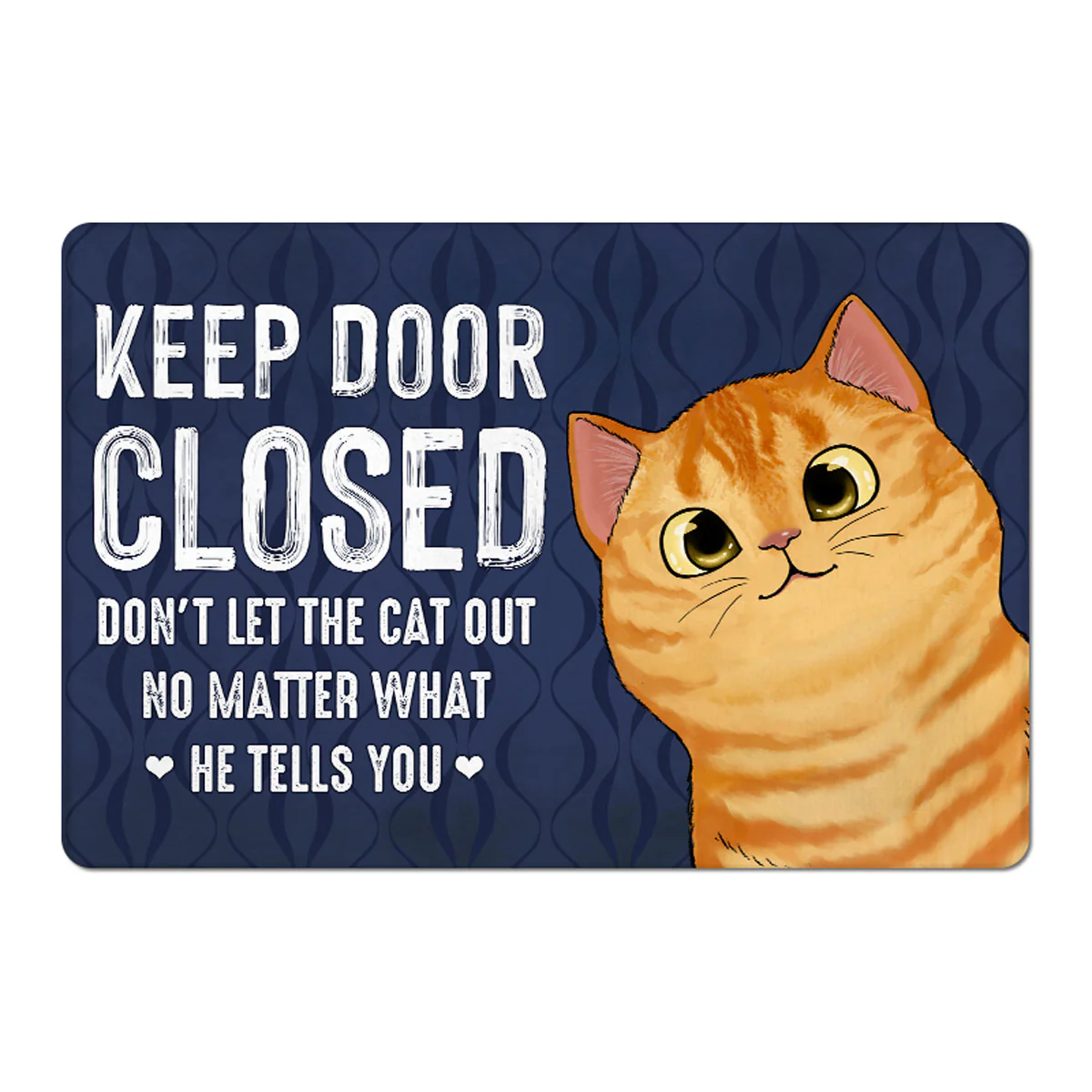 Keep The Door Closed Cute Peeking Fluffy Cat Personalized Doormat - Gift For Cat Lovers