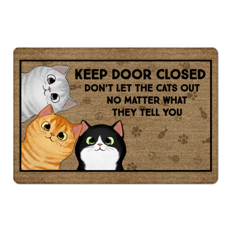 Keep The Door Closed Peeking Cats Personalized Doormat - Image 4
