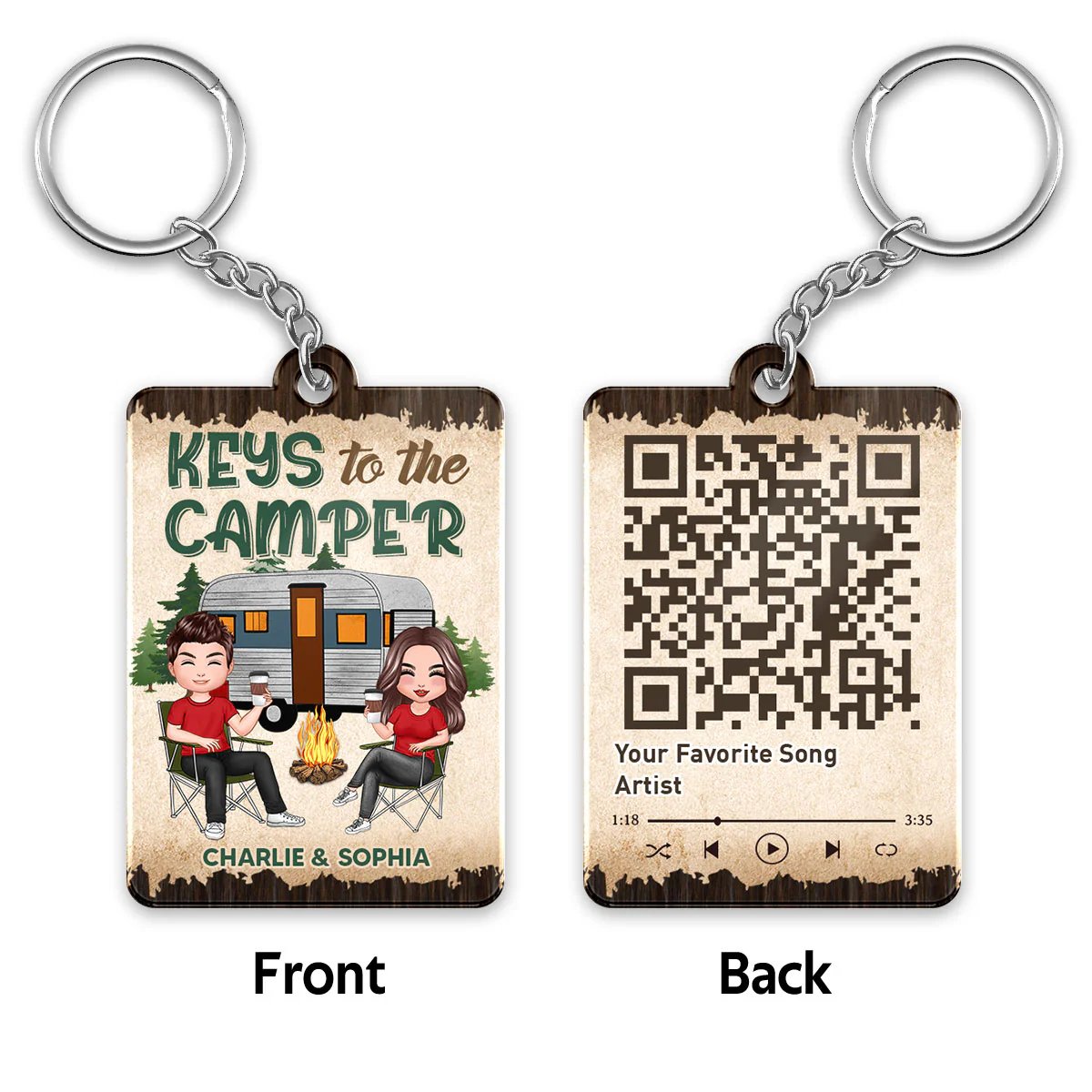 Keys To The Camper Camping Favorite Song QR Code Personalized Acrylic Keychain