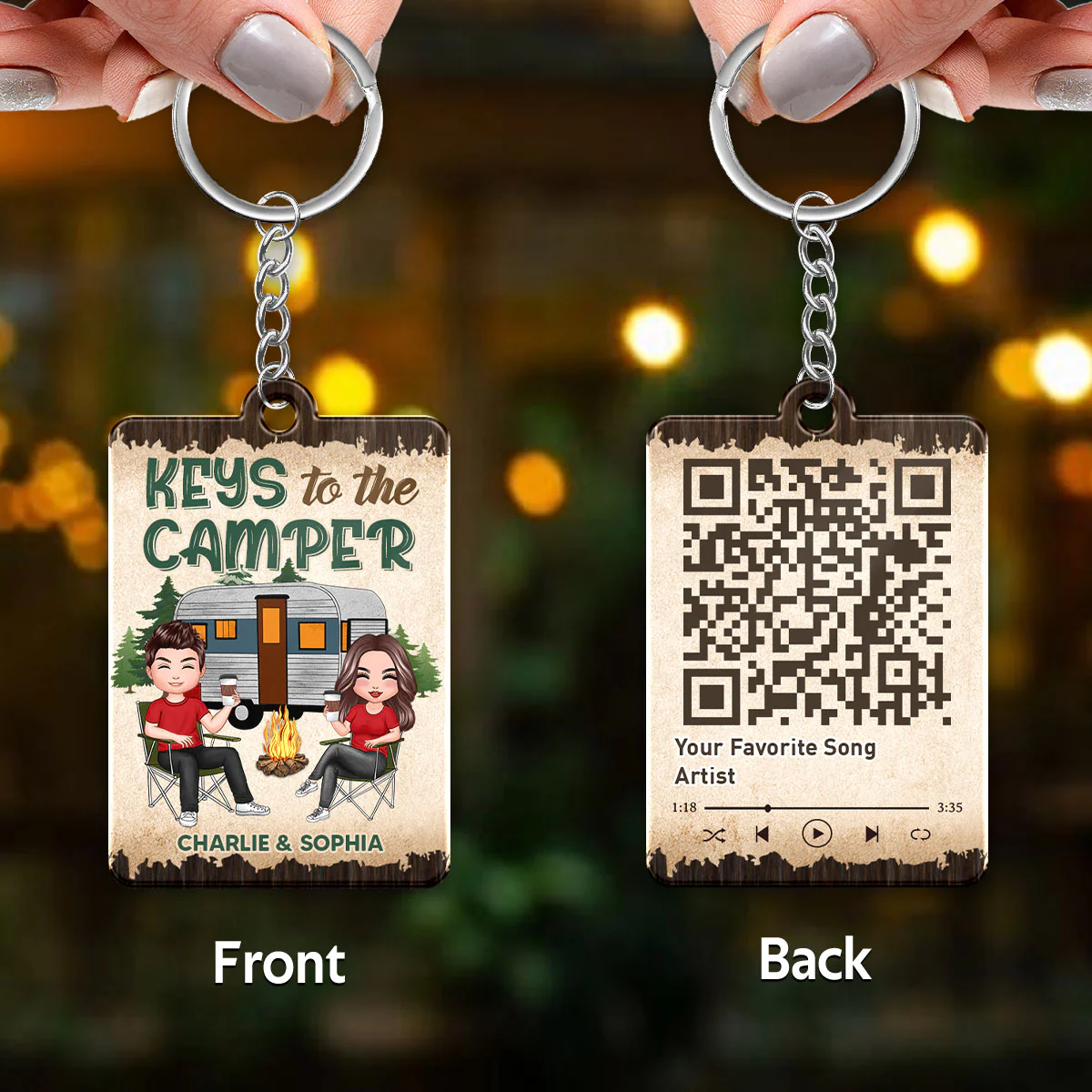 Keys To The Camper Camping Favorite Song QR Code Personalized Acrylic Keychain - Image 3
