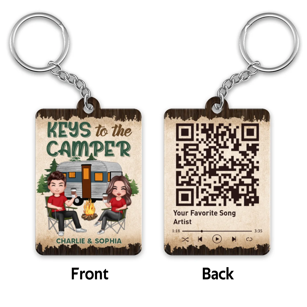 Keys To The Camper Camping Favorite Song QR Code Personalized Acrylic Keychain - Image 4