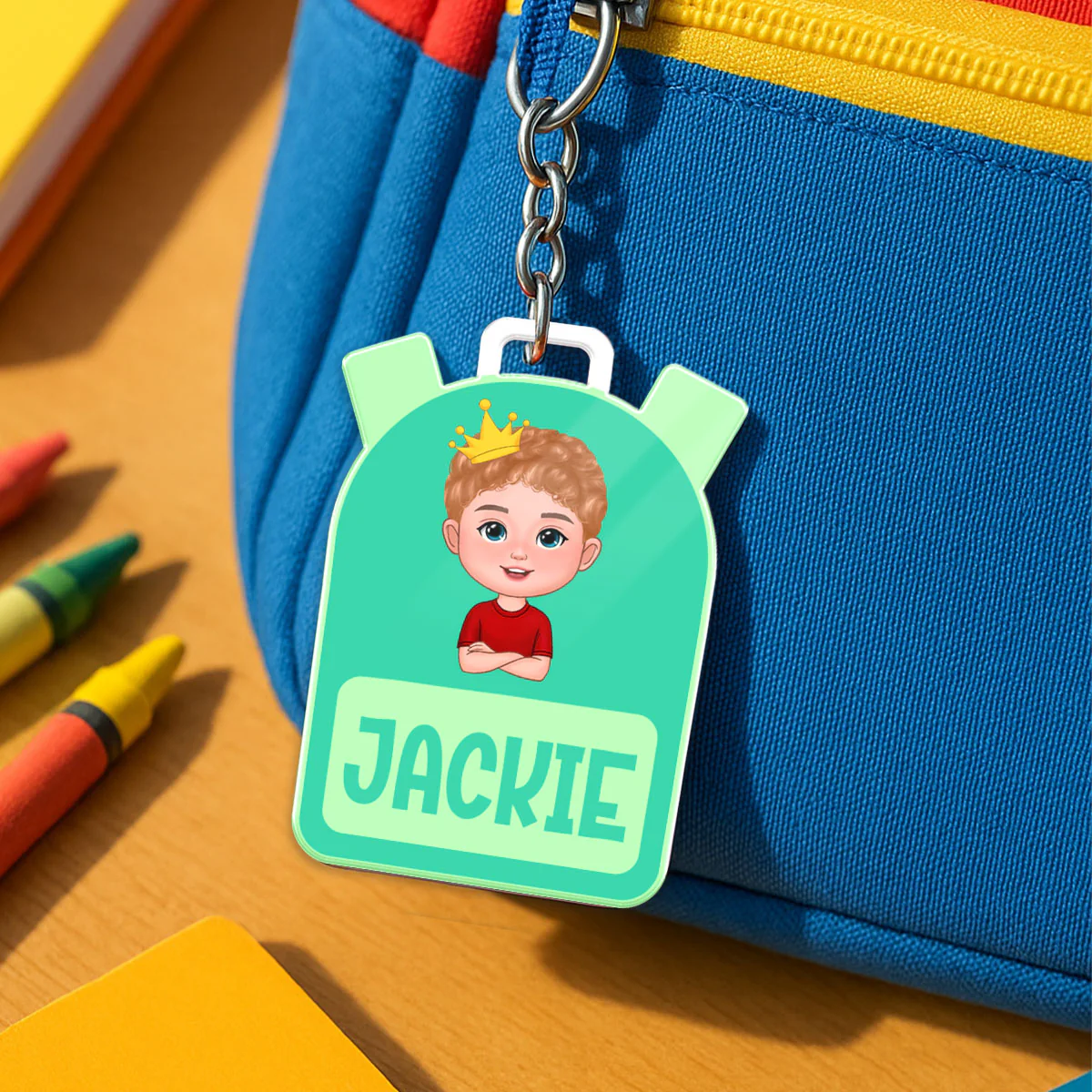 Kid Back To School Personalized Name Tag, Acrylic Keychain - Image 2