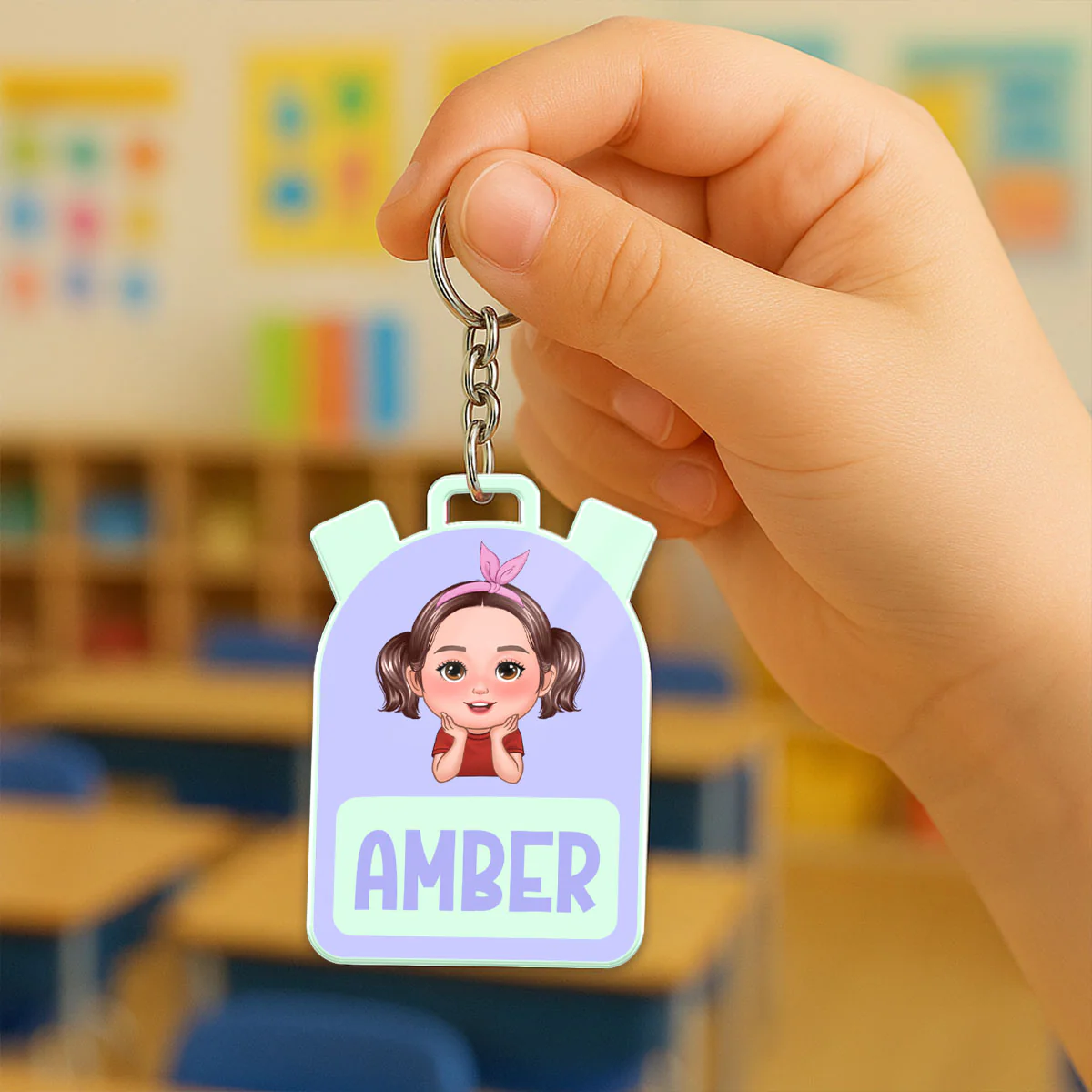 Kid Back To School Personalized Name Tag, Acrylic Keychain - Image 6