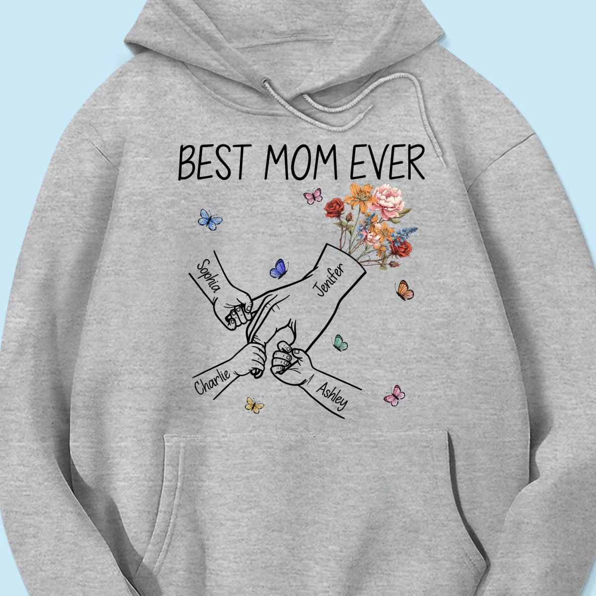 Kids Holding Mom‘s Hand Vintage Birth Month Flowers Gift For Mom Personalized Shirt - Image 16