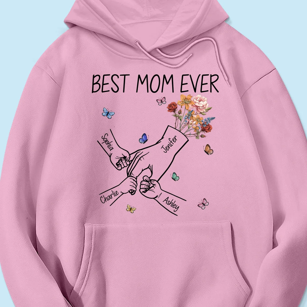 Kids Holding Mom‘s Hand Vintage Birth Month Flowers Gift For Mom Personalized Shirt - Image 17
