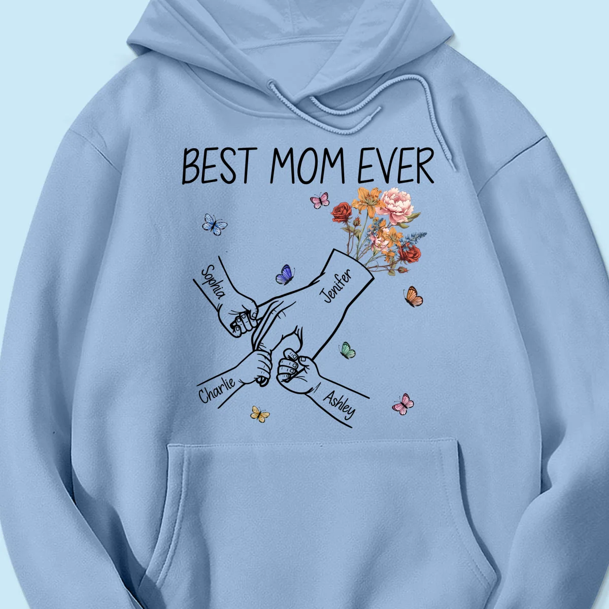 Kids Holding Mom‘s Hand Vintage Birth Month Flowers Gift For Mom Personalized Shirt - Image 18