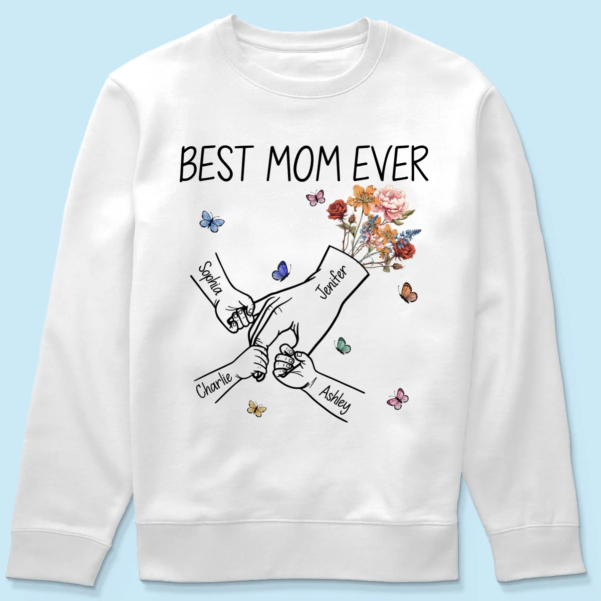 Kids Holding Mom‘s Hand Vintage Birth Month Flowers Gift For Mom Personalized Shirt - Image 19