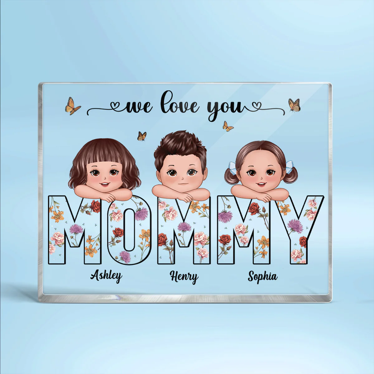 Kids On Hand Custom Birth Month Flower Gift For Mom Personalized Rectangle Acrylic Block Plaque - Image 2
