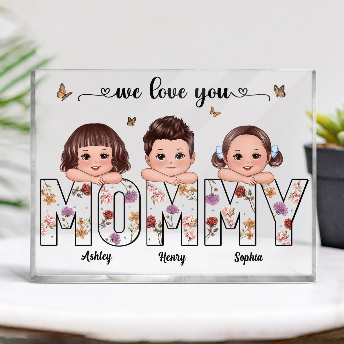 Kids On Hand Custom Birth Month Flower Gift For Mom Personalized Rectangle Acrylic Block Plaque - Image 4