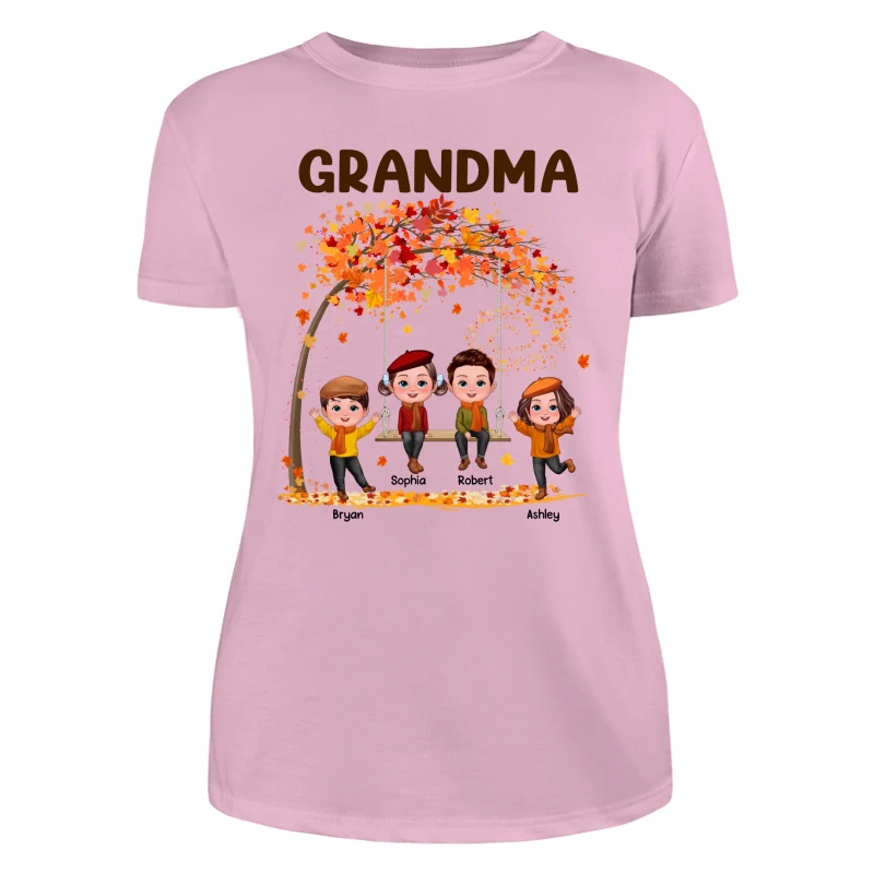 Kids Playing Ourdoor Autumn Fall Season Grandma Mom Personalized Shirt - Image 11