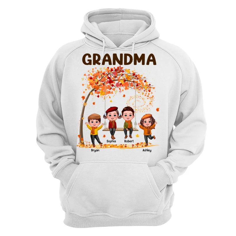 Kids Playing Ourdoor Autumn Fall Season Grandma Mom Personalized Shirt - Image 13