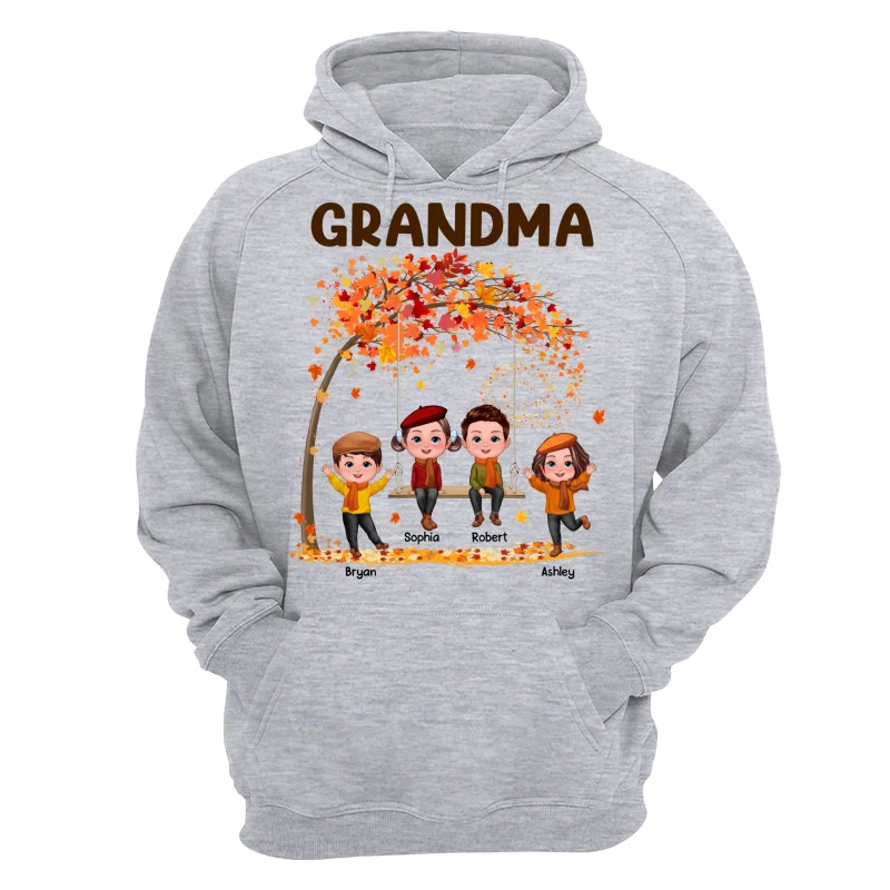 Kids Playing Ourdoor Autumn Fall Season Grandma Mom Personalized Shirt - Image 14