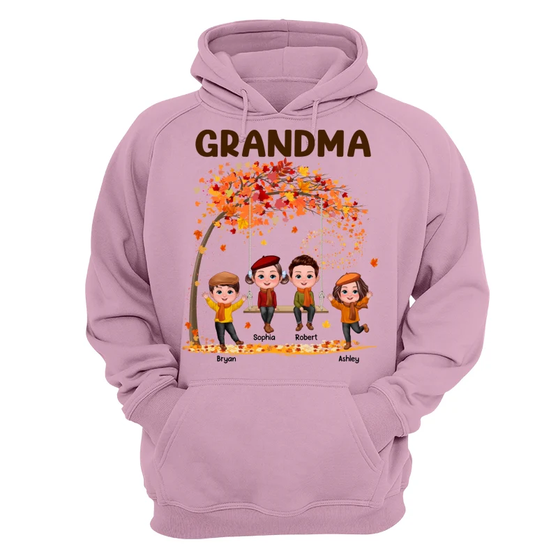Kids Playing Ourdoor Autumn Fall Season Grandma Mom Personalized Shirt - Image 15