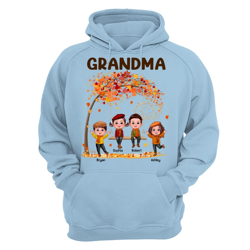 Kids Playing Ourdoor Autumn Fall Season Grandma Mom Personalized Shirt - Image 16