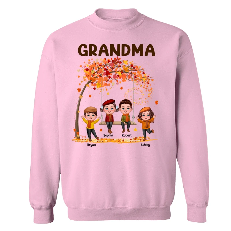 Kids Playing Ourdoor Autumn Fall Season Grandma Mom Personalized Shirt - Image 19
