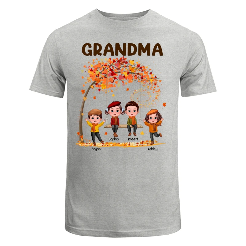 Kids Playing Ourdoor Autumn Fall Season Grandma Mom Personalized Shirt - Image 6