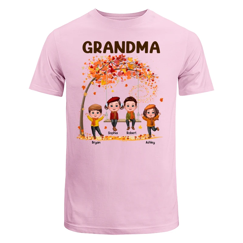 Kids Playing Ourdoor Autumn Fall Season Grandma Mom Personalized Shirt - Image 7