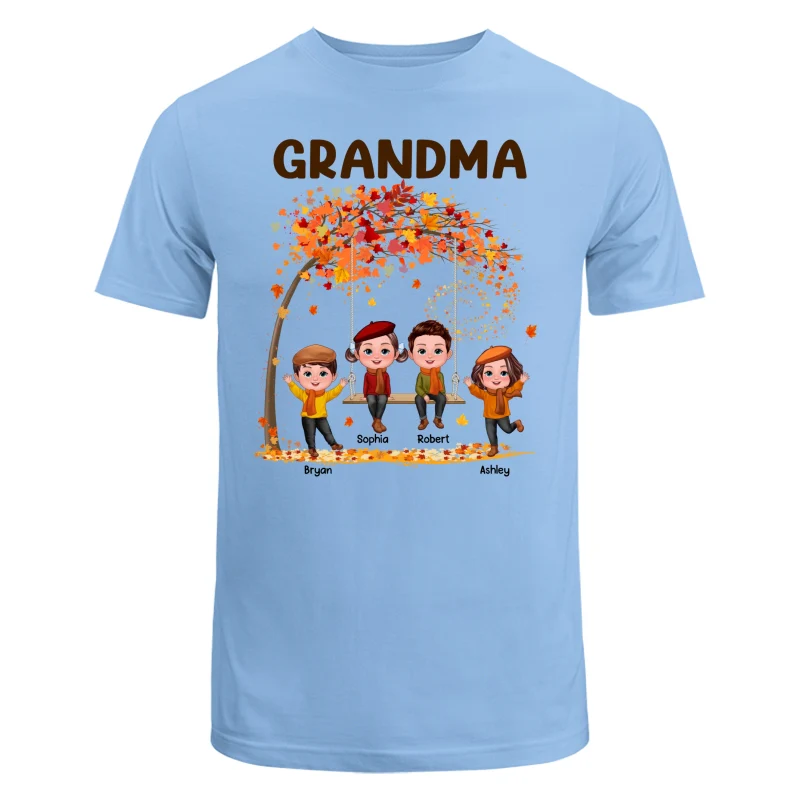 Kids Playing Ourdoor Autumn Fall Season Grandma Mom Personalized Shirt - Image 8