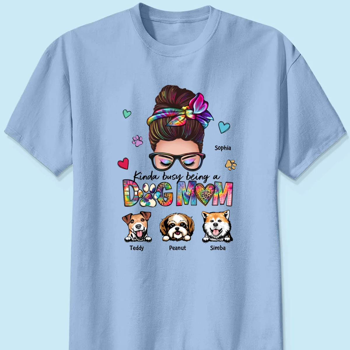 Kinda Busy Being A Dog Mom Messy Bun Personalized Shirt - Image 10