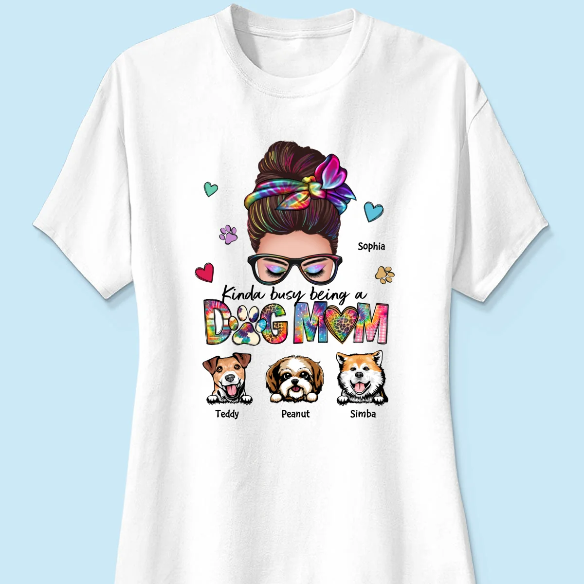 Kinda Busy Being A Dog Mom Messy Bun Personalized Shirt - Image 11