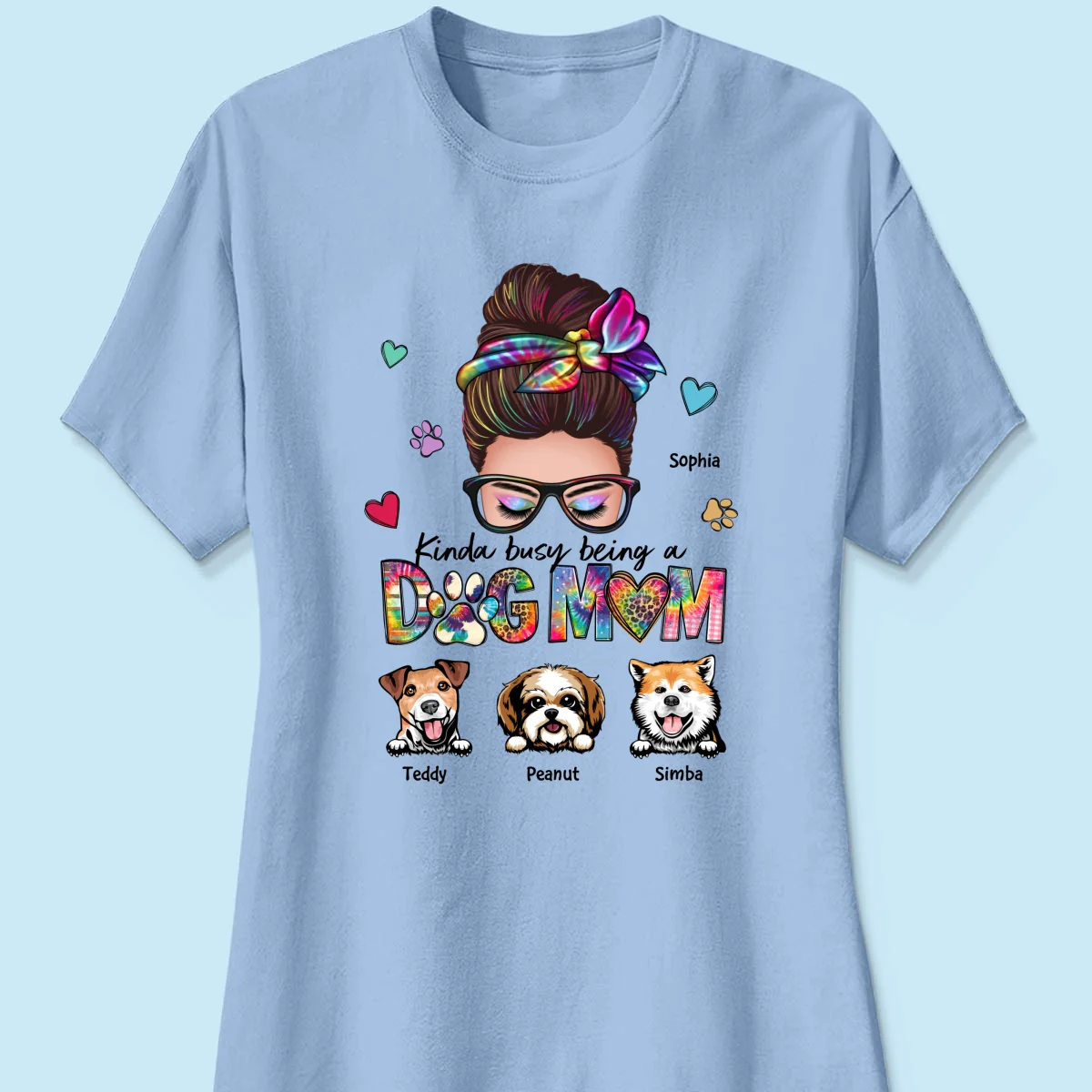 Kinda Busy Being A Dog Mom Messy Bun Personalized Shirt - Image 14