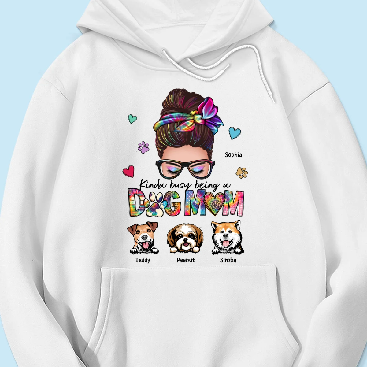 Kinda Busy Being A Dog Mom Messy Bun Personalized Shirt - Image 15