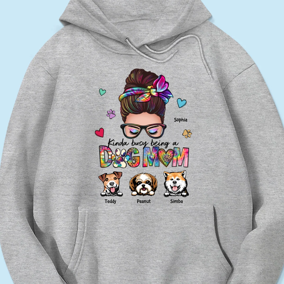 Kinda Busy Being A Dog Mom Messy Bun Personalized Shirt - Image 16