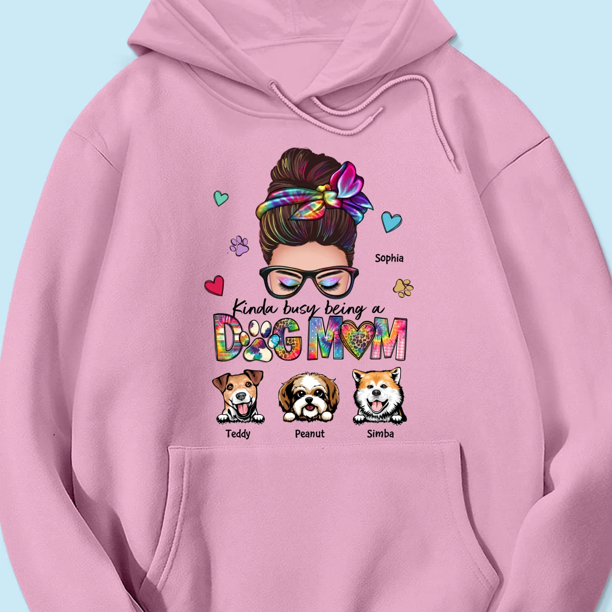 Kinda Busy Being A Dog Mom Messy Bun Personalized Shirt - Image 17
