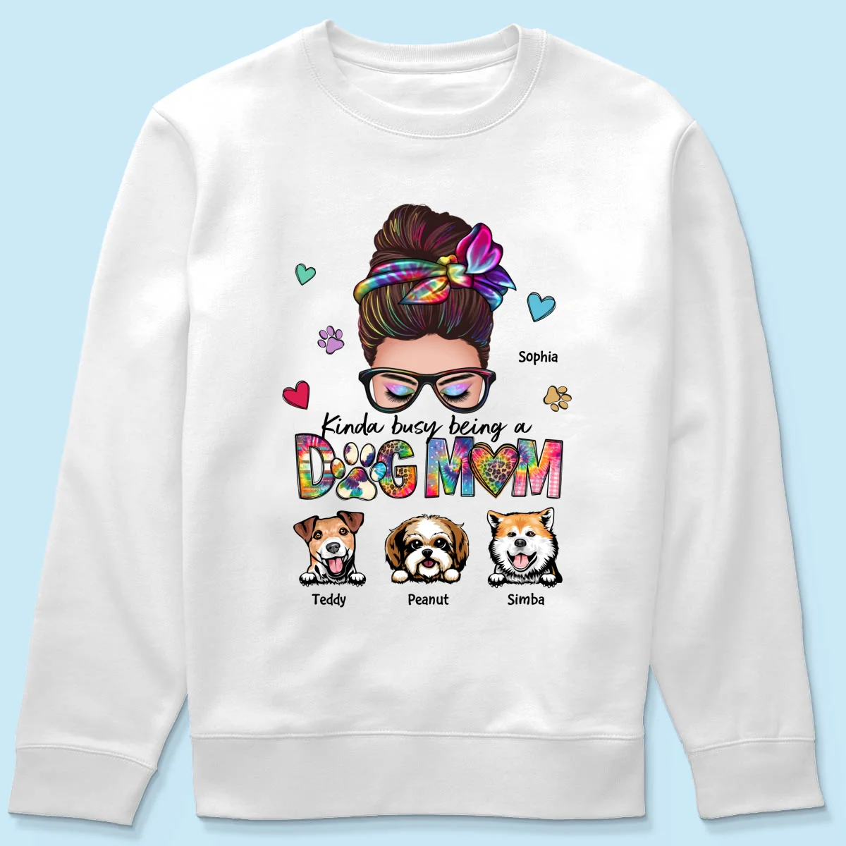 Kinda Busy Being A Dog Mom Messy Bun Personalized Shirt - Image 19