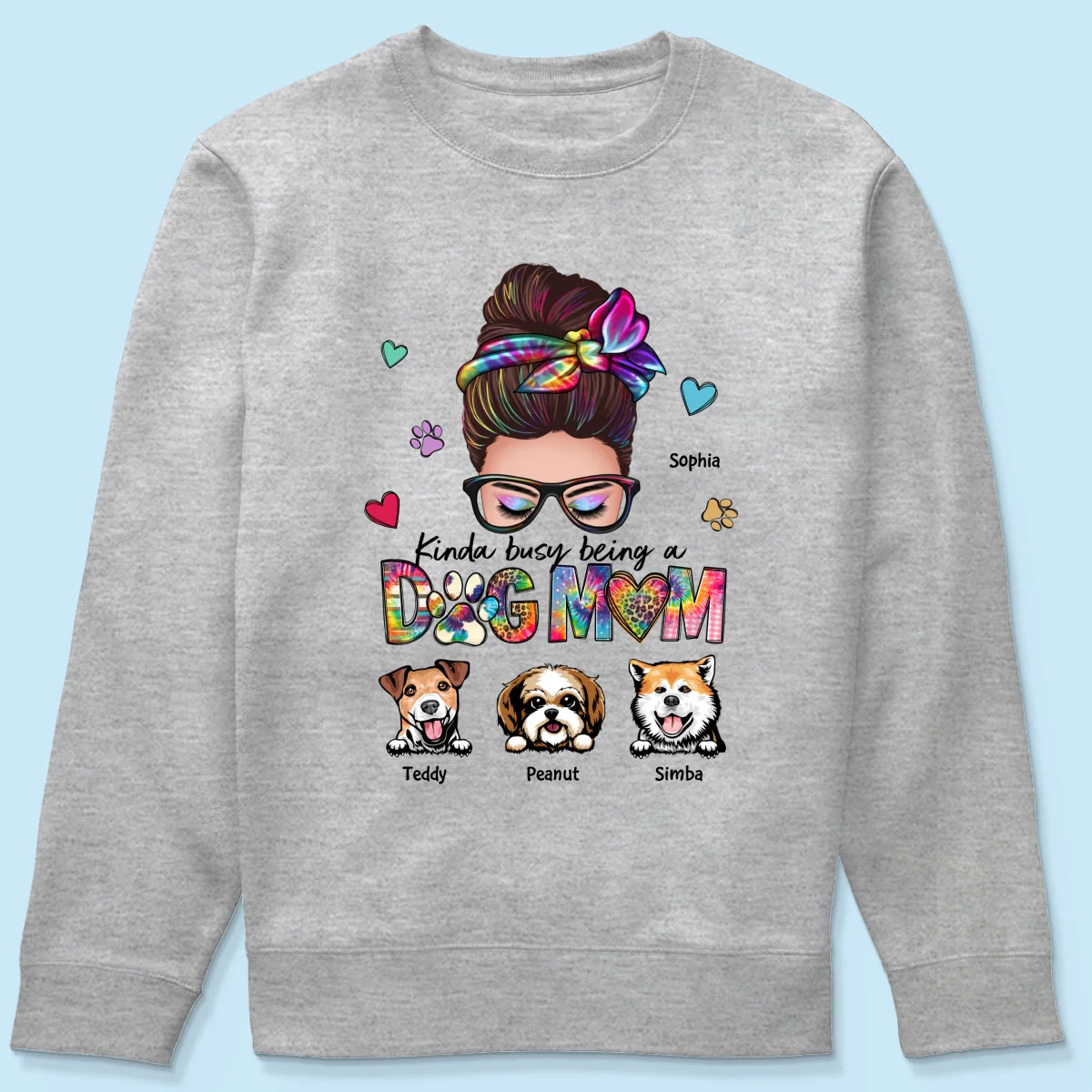 Kinda Busy Being A Dog Mom Messy Bun Personalized Shirt - Image 20