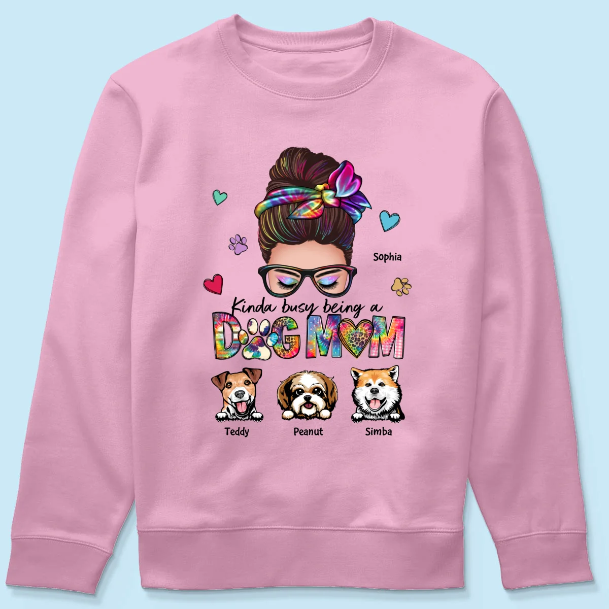 Kinda Busy Being A Dog Mom Messy Bun Personalized Shirt - Image 21