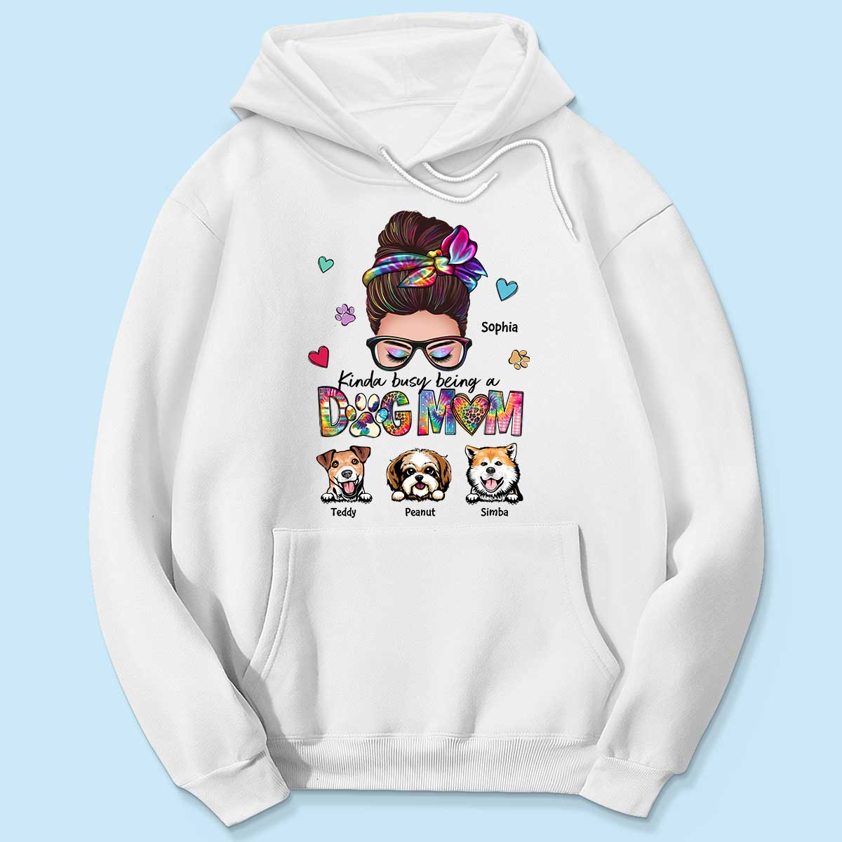 Kinda Busy Being A Dog Mom Messy Bun Personalized Shirt - Image 5