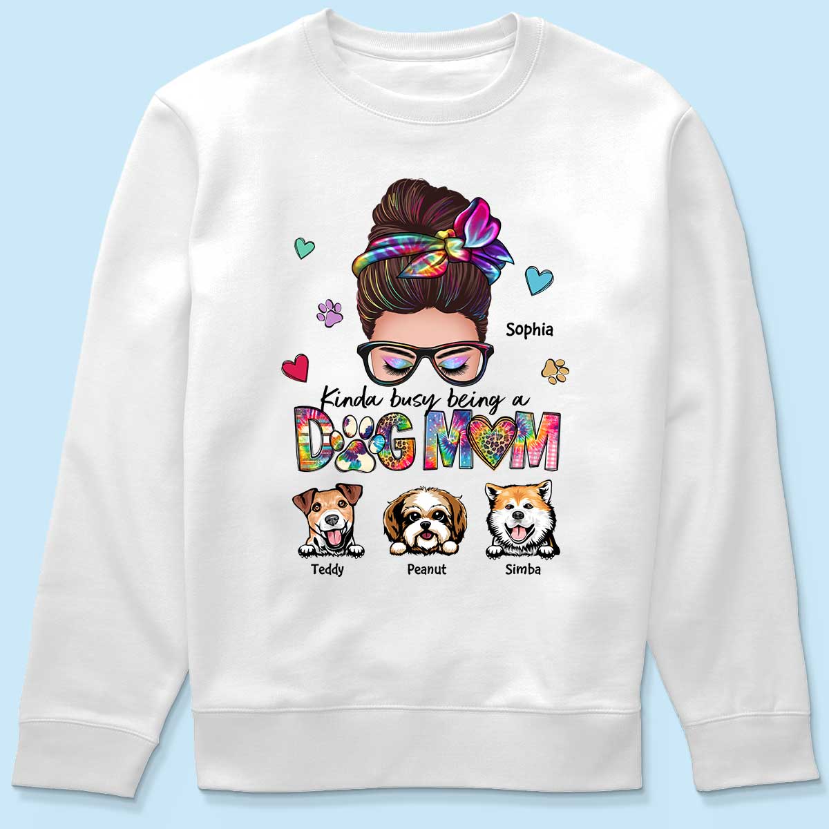 Kinda Busy Being A Dog Mom Messy Bun Personalized Shirt - Image 6
